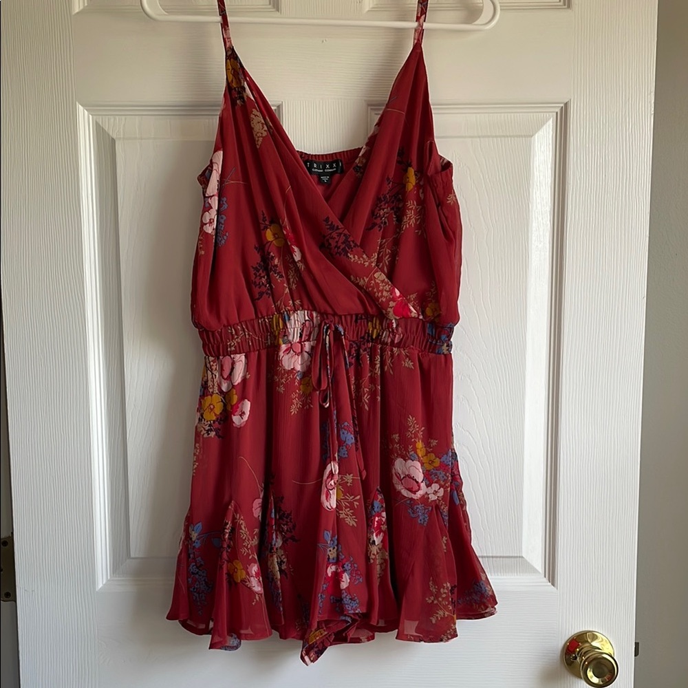 Trixxi Burgundy Floral Women's Skort Romper